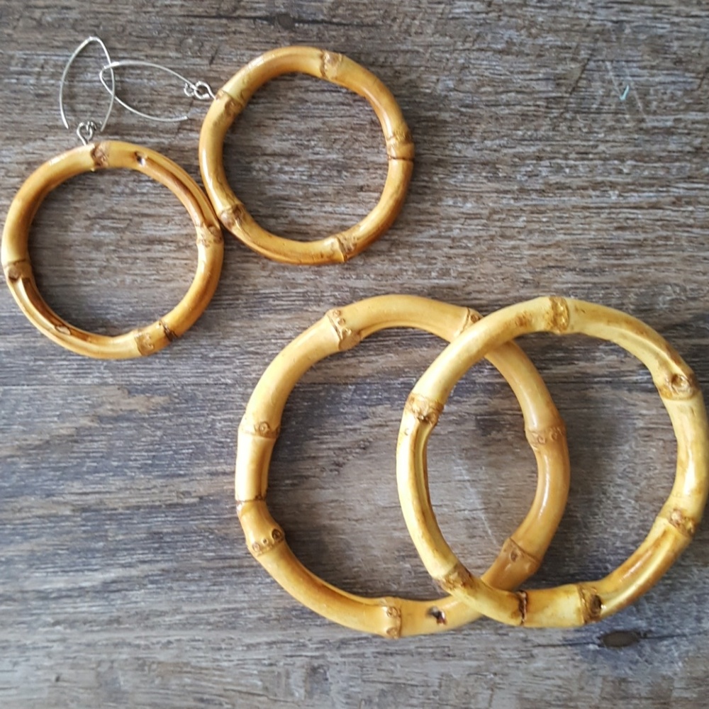 Bamboo bracelet and earrings
